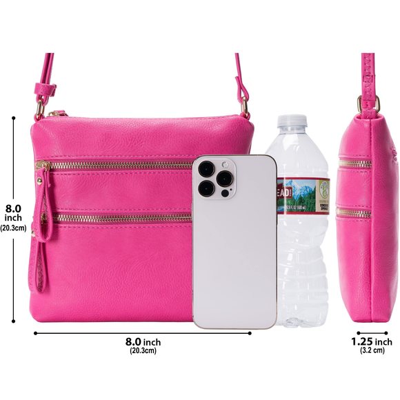 Crossbody Bag Functional Multi Pocket Double Zier Purse With Adjustable o_o - Picture 4 of 8